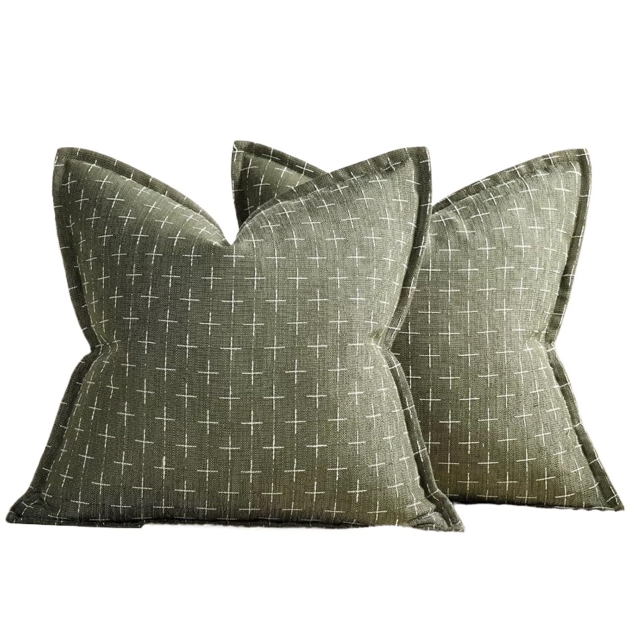 IUVYTA Chenille Pillow Covers Pillow Covers Set of 2 Soft Polyester Textured with Flange Edge Cozy Farmhouse Throw for Couch Sofa(Color28,500x500mm)