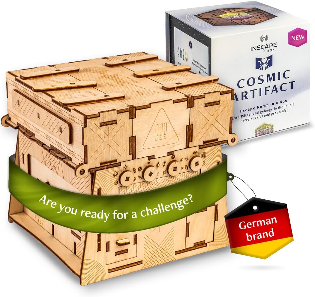 INSCAPE Cosmic Artifact Puzzle Box - Cluebox - Hard Difficulty- Escape Room in A Box for Adults - Mind Puzzles for Adults - Puzzle Boxes with Hidden Compartments 3D Wooden Puzzle Box
