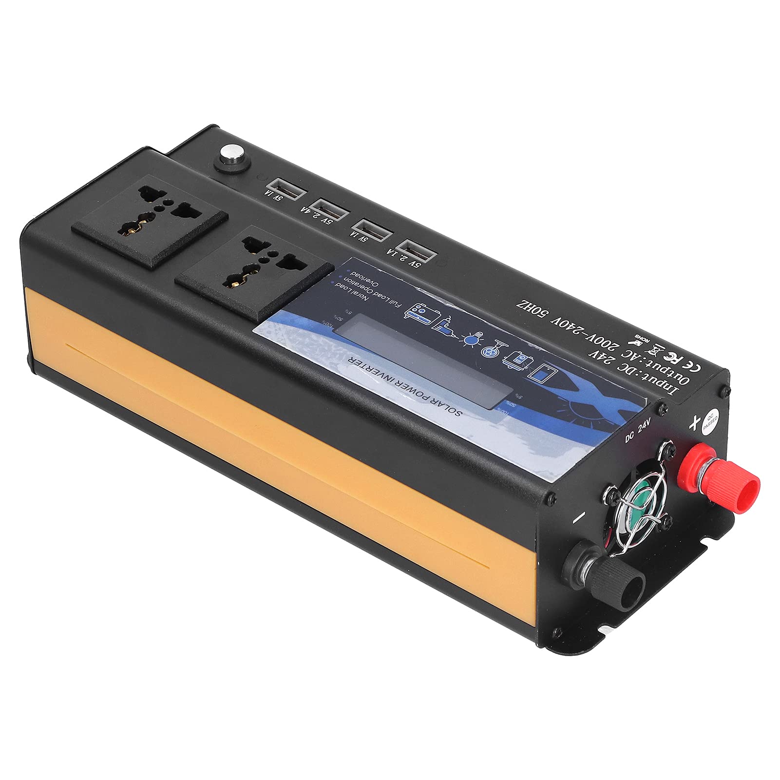 Cocoarm Falownik Samochodowy Przetwornica Mocy ze Stopu Aluminium 6000 W Szczytowa 900 W Rzeczywista Zmodyfikowana Fala Sinusoidalna 2 USB 2 Typ C LED Światło do Wycieczek Kempingowych i Użytkowania