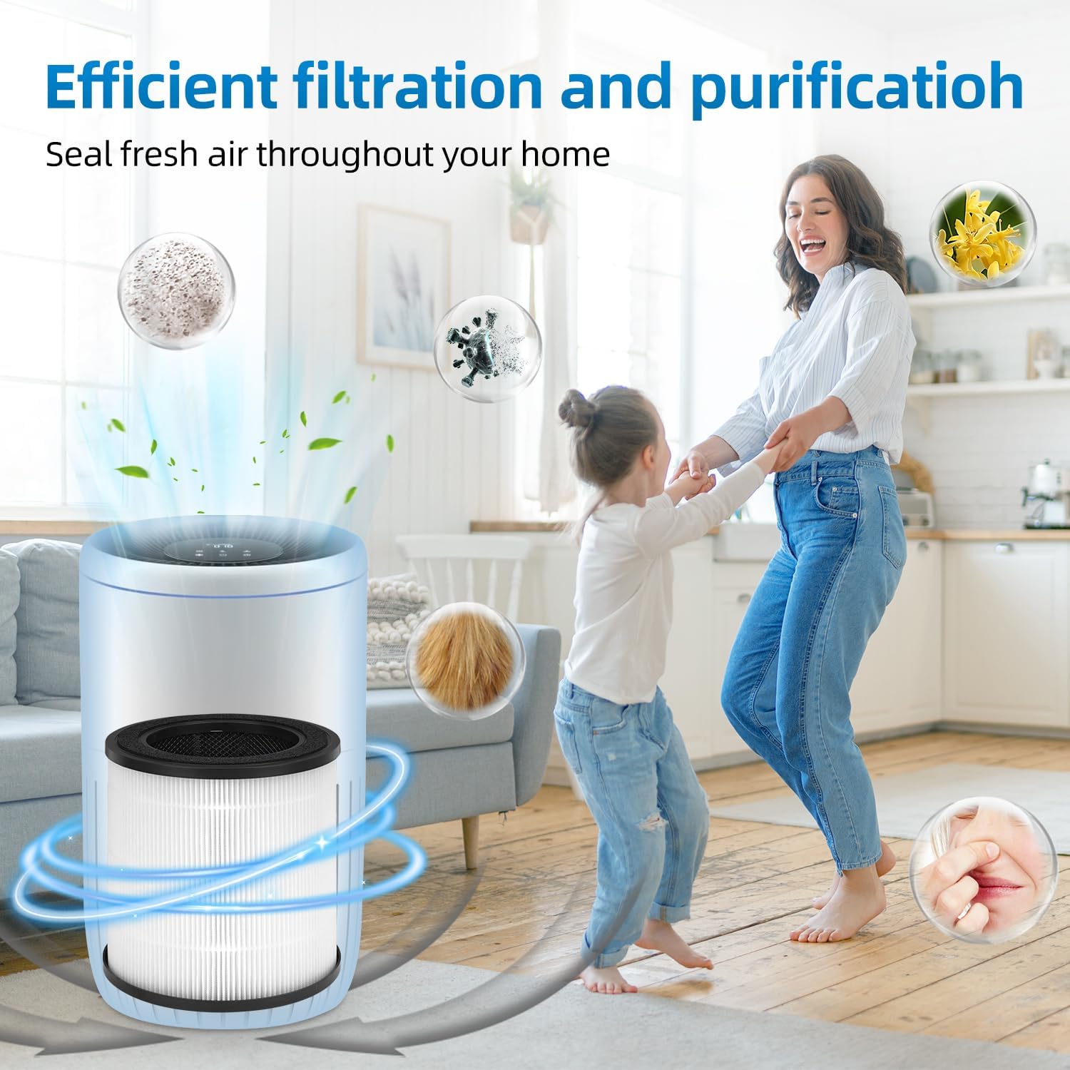 2000 Replacement Filter Compatible With BOSCH 2000 Air Purifier,3-In-1 HEPA Activated Carbon Filter 2 Pack - Image 4