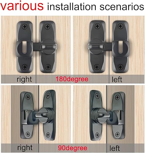 Miniatura 3 de Cerradura de puerta de granero 2 en 1, pestillos de puerta corrediza de granero de 90180 grados, pestillo de puerta para puerta de granero, puerta
