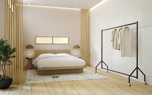 Miniatura 7 de Yaxa Basics Perchero resistente enrollable, estante para colgar y organizar ropa para exhibición y almacenamiento, 1.82 x 1.52 m, negro