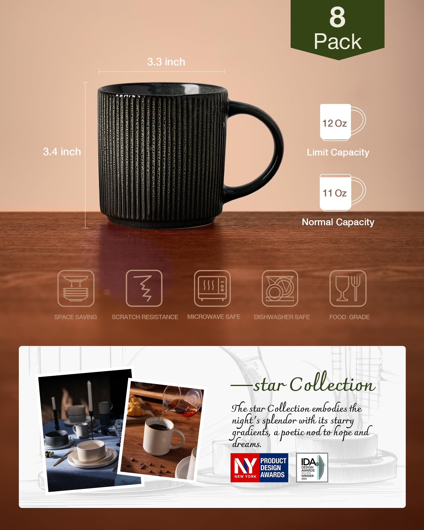 famiware Star Kaffeetassen Set für 4