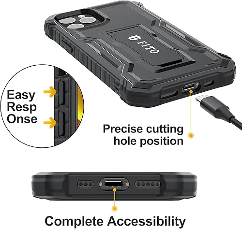 Miniatura 4 de FITO - Funda protectora de doble capa a prueba de golpes y cuerpo completo con protector de pantalla, soporte integrado