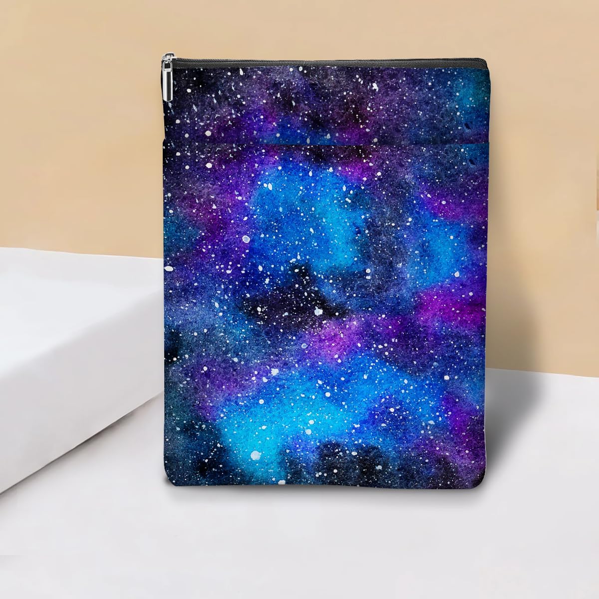 Vintage Starry Night Book Sleeve, Book Lovers Gifts Sleeve with Zipper & Front Pocket, 11.5x8.8 Inch Canvas Books Cover Protector Bookish Useful Gifts for Readers Women Friend Birthday Gift