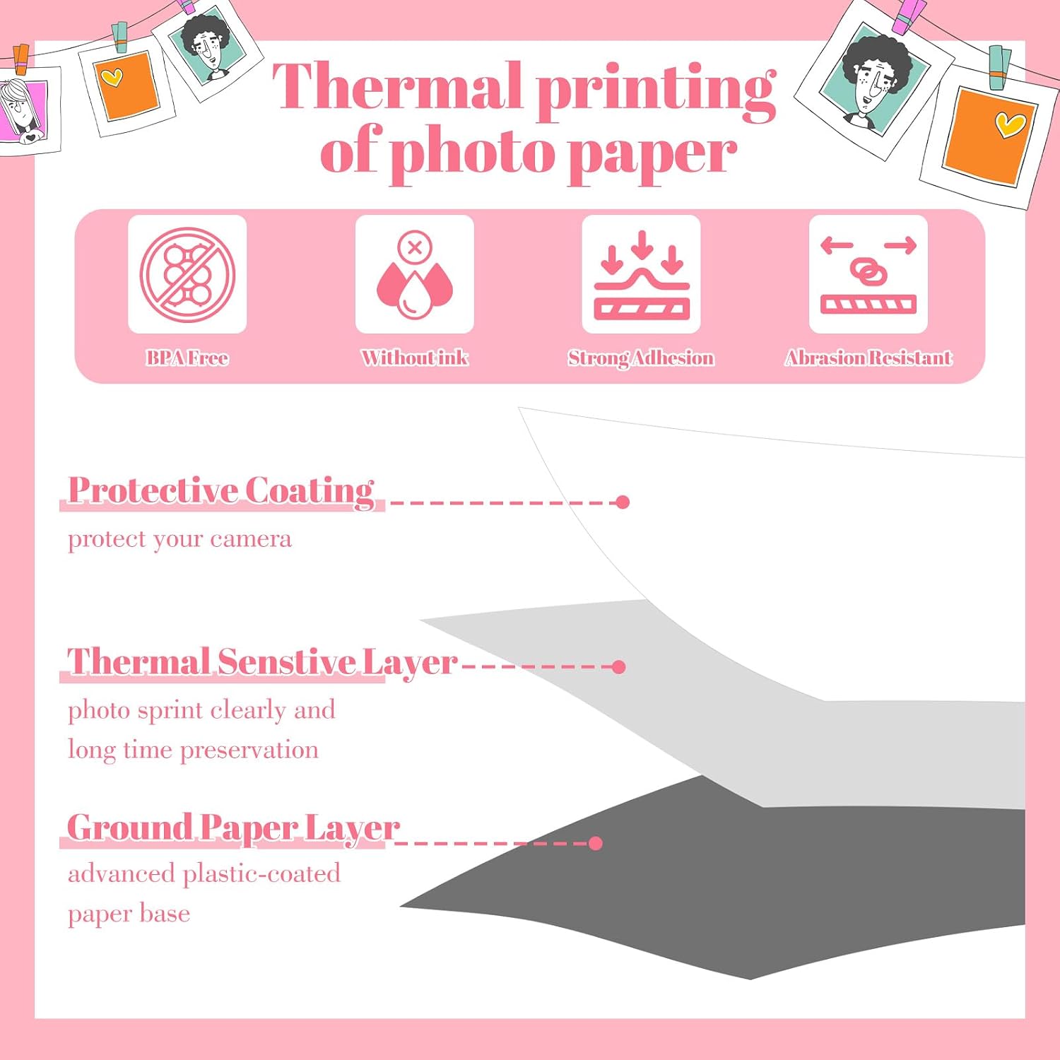 40 Pcs Mini Printer Paper Rolls, Mini Printer Sticker Paper Rolls(4 Colors) image 3