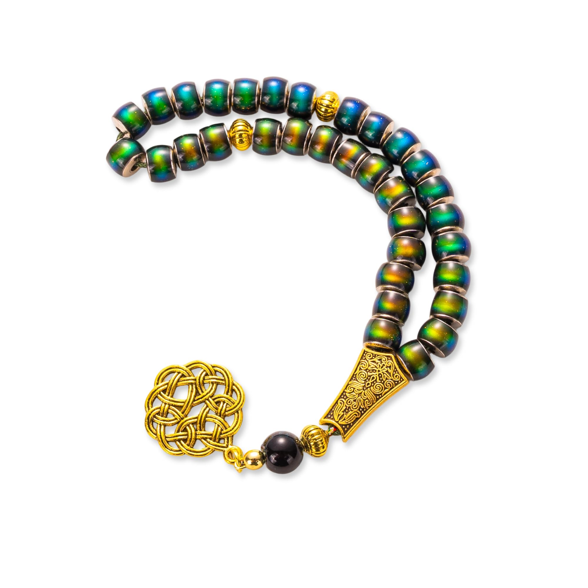 Stainless-Steel Color-Changing 33-Bead Tasbih | Thermochromic Islamic Prayer Beads with Metal Tassel | Handcrafted Misbaha for Daily Dhikr & Meditation | Luxury Gift Box for Ramadan/Eid/Birthday