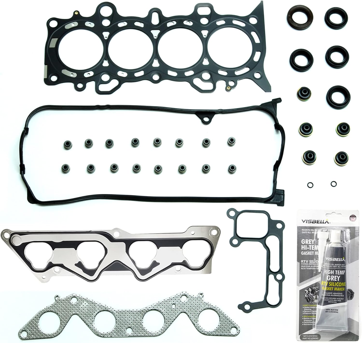 Partsflow Engine Cylinder Head Gasket Set for 2001-2005 Honda Civic Ex V-tec for 2001-2005 Honda Civic Hx V-tec 1.7l 1700cc 1668cc (16 Valve), Eng. Code d17a2 d17a6
