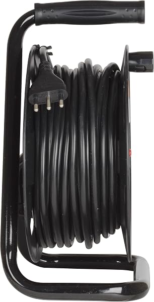 BTICINO Avvolgicavo S2620, Prolunga Elettrica 20 Metri, 4 Prese Polivalenti Schuko Bipasso, Spina Grande 16A, Interruttore Termico, Maniglia Ergonomica, Ferma Cavo e Avvolgicavo, Full Black - 3
