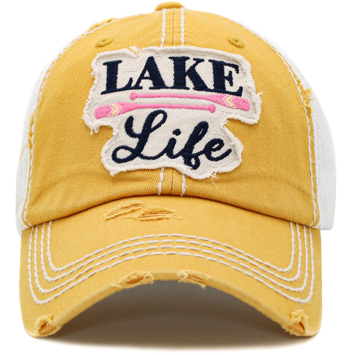Vacation Beach Camping Womens Baseball Cap Distressed Vintage Unconstructed Embroidered Patch Hat