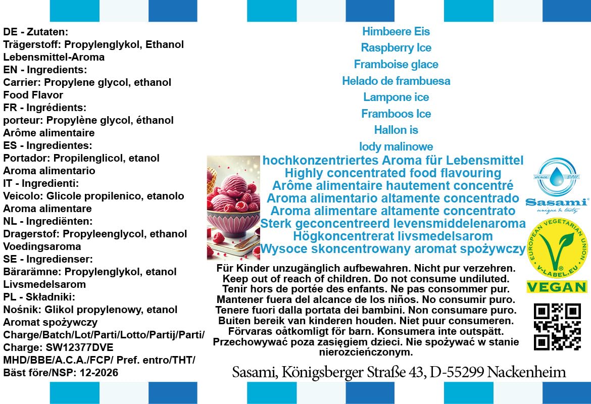lody malinowe Aromat Koncentrat - wegański - Sasami - 100ml