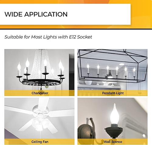 Miniatura 7 de Hizashi Bombillas LED de candelabro, E12, 40W regulables, CRI 90+, 4W, 450 lm, 5000K blanco diurno, bombillas de araña CA10, bombillas de vela con