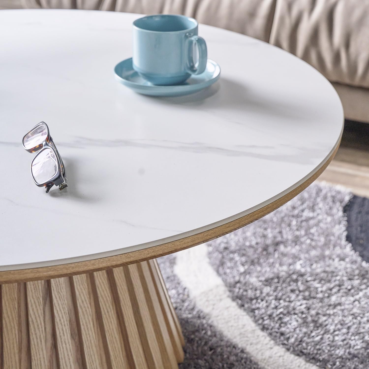 Amazon.co.jp: リビングテーブル 丸 90センチ セラミック センター