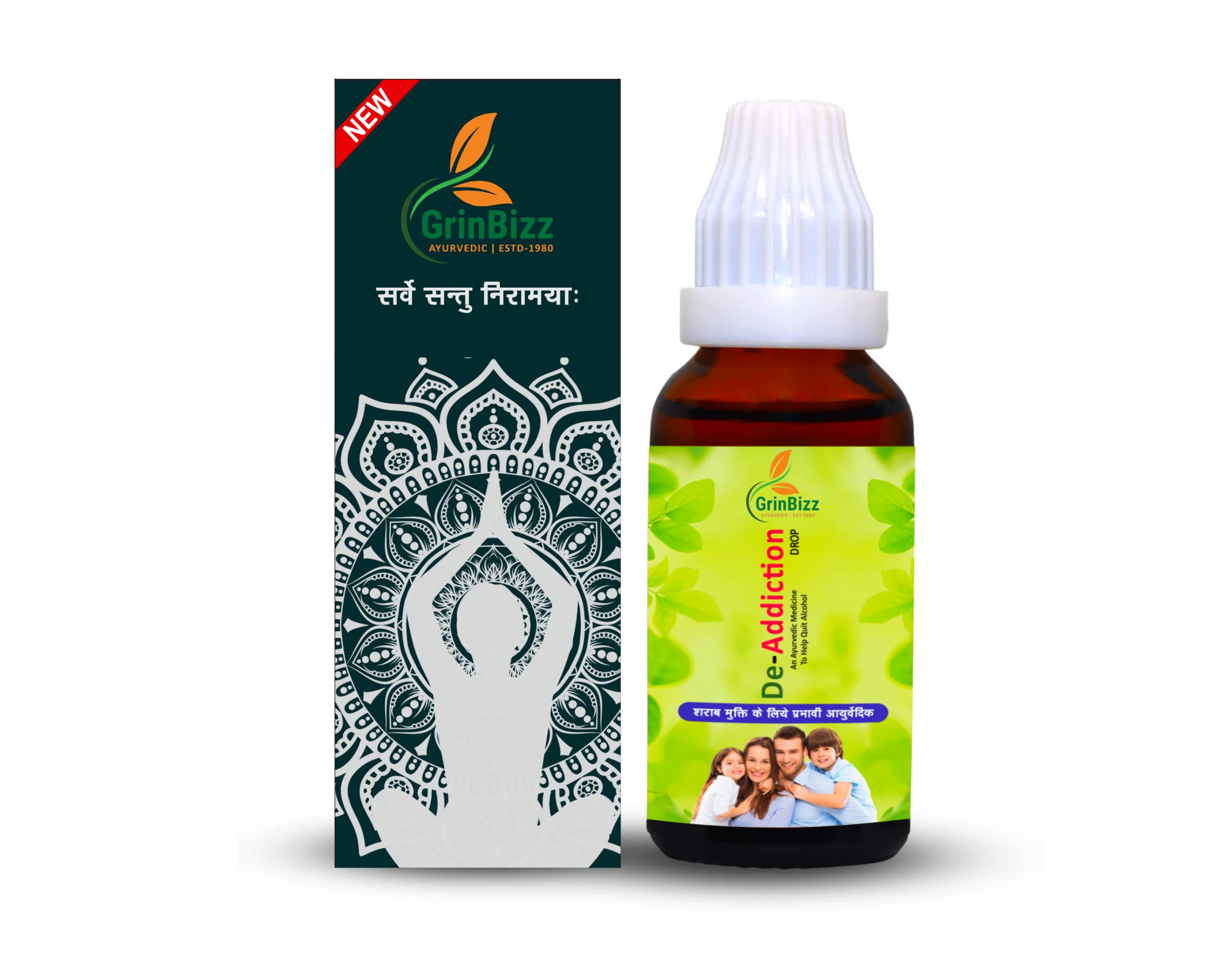 Grinbizz De-Addiction Drop | Nasha Killer | Completely Herbal Medicine | Nasha Free | Addiction Killer | Nasha Mukti Plus | Ayurvedic and Effective | No Side Effects (pack of 1)