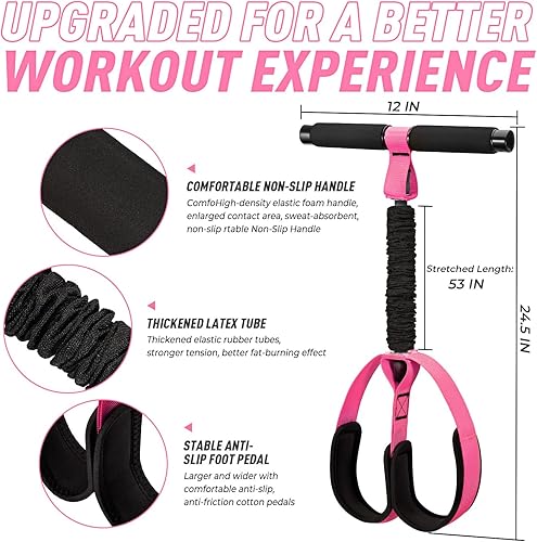 Miniatura 3 de Banda de resistencia de pedal duradera mejorada con asa, tubos de látex gruesos y pedal de pie de tela de espuma suave, equipo de ejercicio para