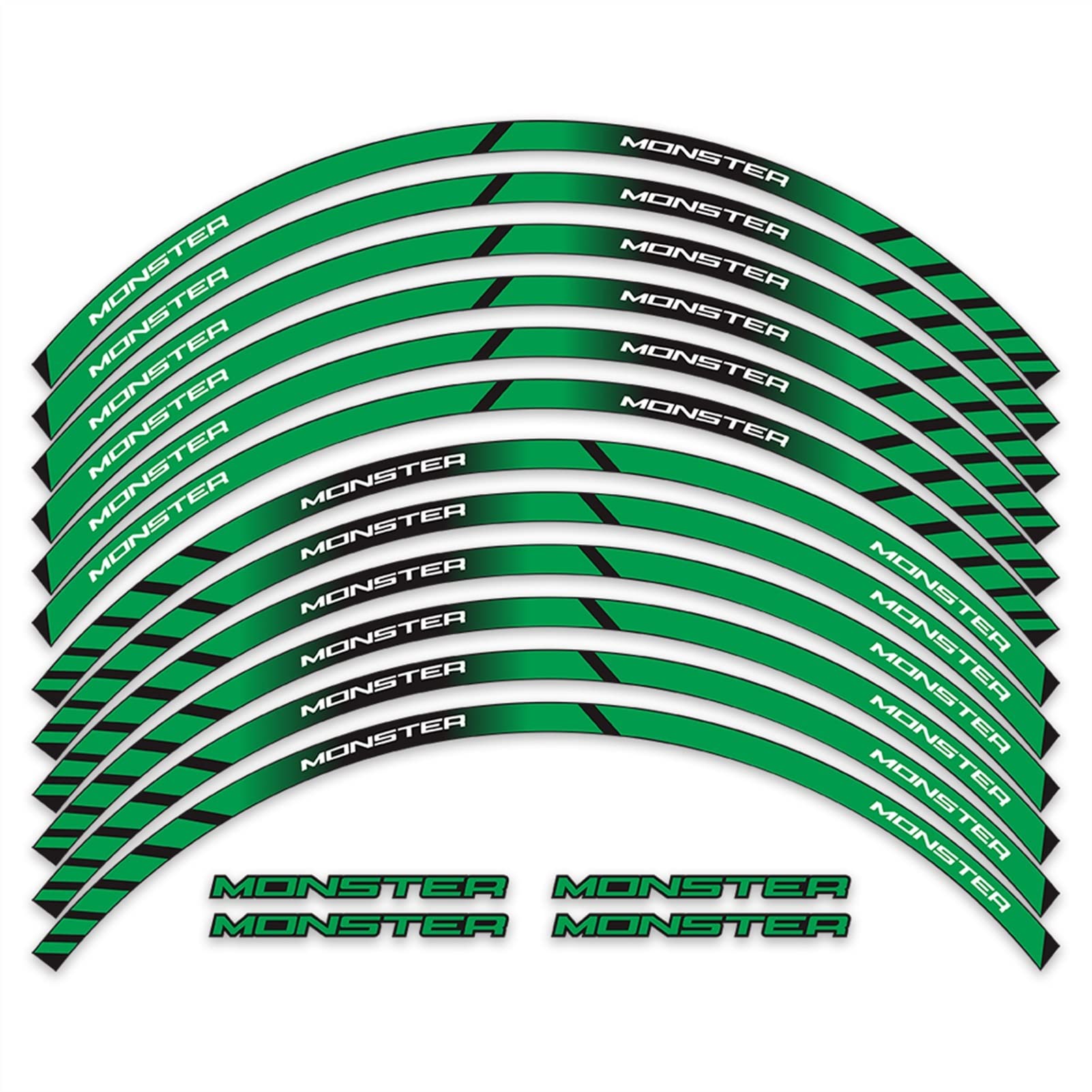 Motorrad Reflektierender Felgenstreifen Aufkleber Aufkleber Vorne Hinten Aufkleber Kompletter Satz Für Ducati Monster 821 1200 796 696 797 Felgenaufkleber (Color : Green)