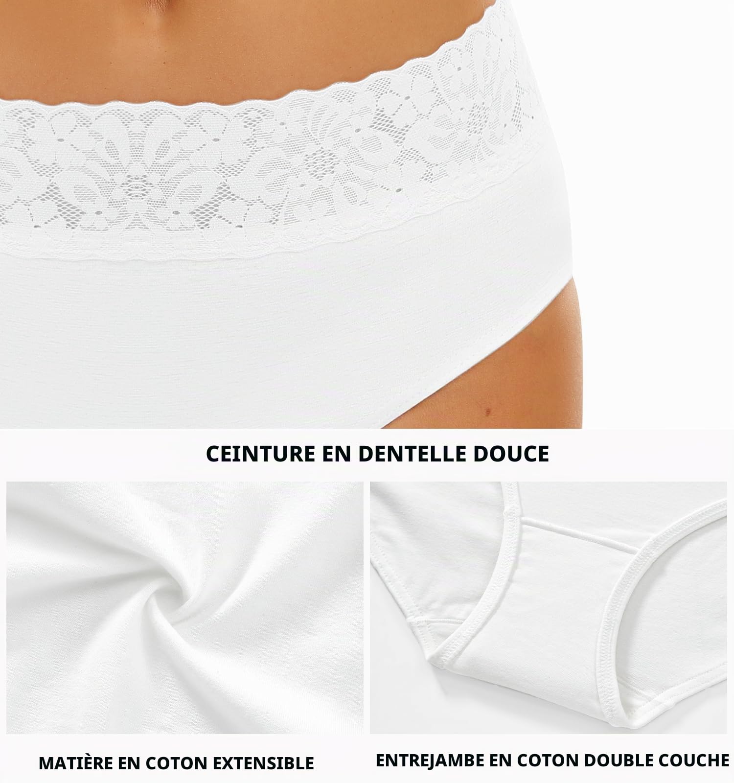 Culotte Femme Coton Confort Slips Respirant Hipster sous-vêtements Lot de 5