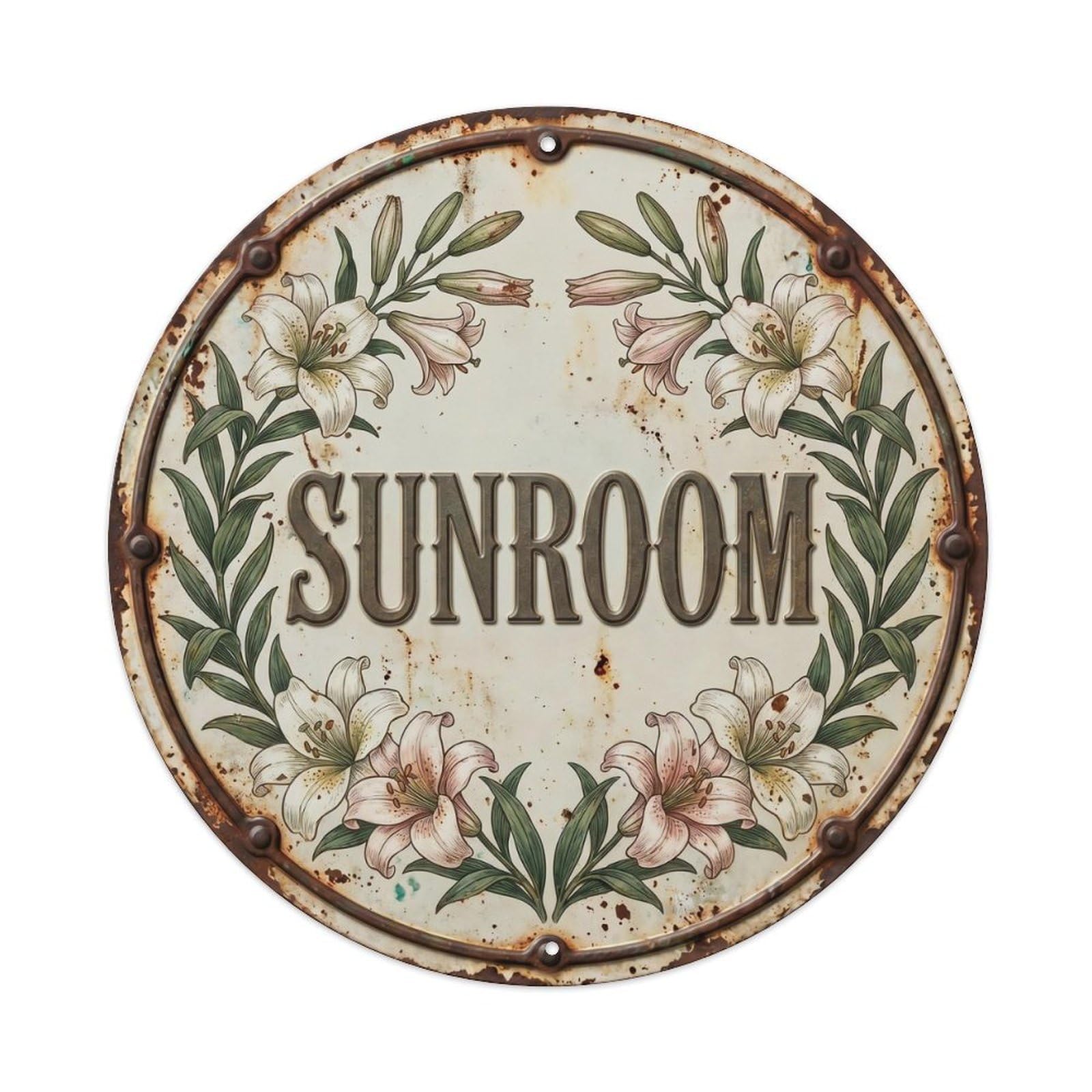 Lily Sunroom Botanical Floral Room Label Metal Tin Sign