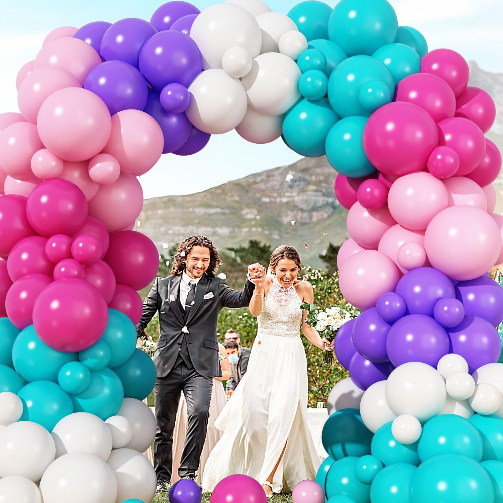 HILAVO Rosa Lila Türkis Weiß Luftballon Girlande 130 Stück Pastell Pink Lila Türkis Party Latex Ballons Girlande für Mädchen Meerjungfrau Geburtstag Hochzeit Anime Babyparty Geburtstag Party Deko