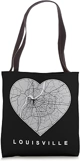 Louisville Kentucky City Map, Heart Love Louisville KY Tote Bag