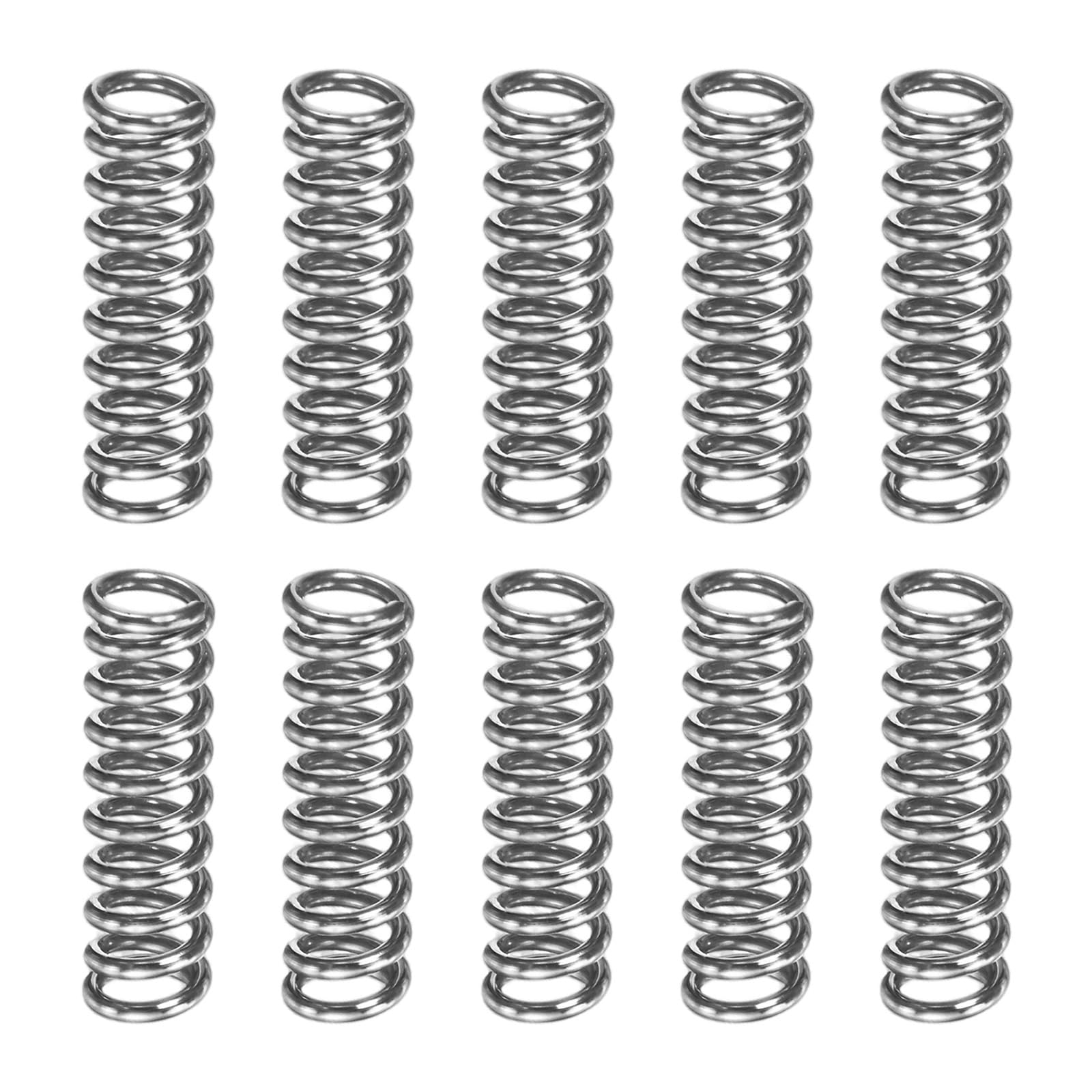 M METERXITY 10-Pack Compression Springs, 20mm Length 6mm OD 304 Stainless Steel Pruner Replacement Springs for Garden Tool/DIY/Mechanical Repair Replacement [Silver Tone, 1mm Wire Size]