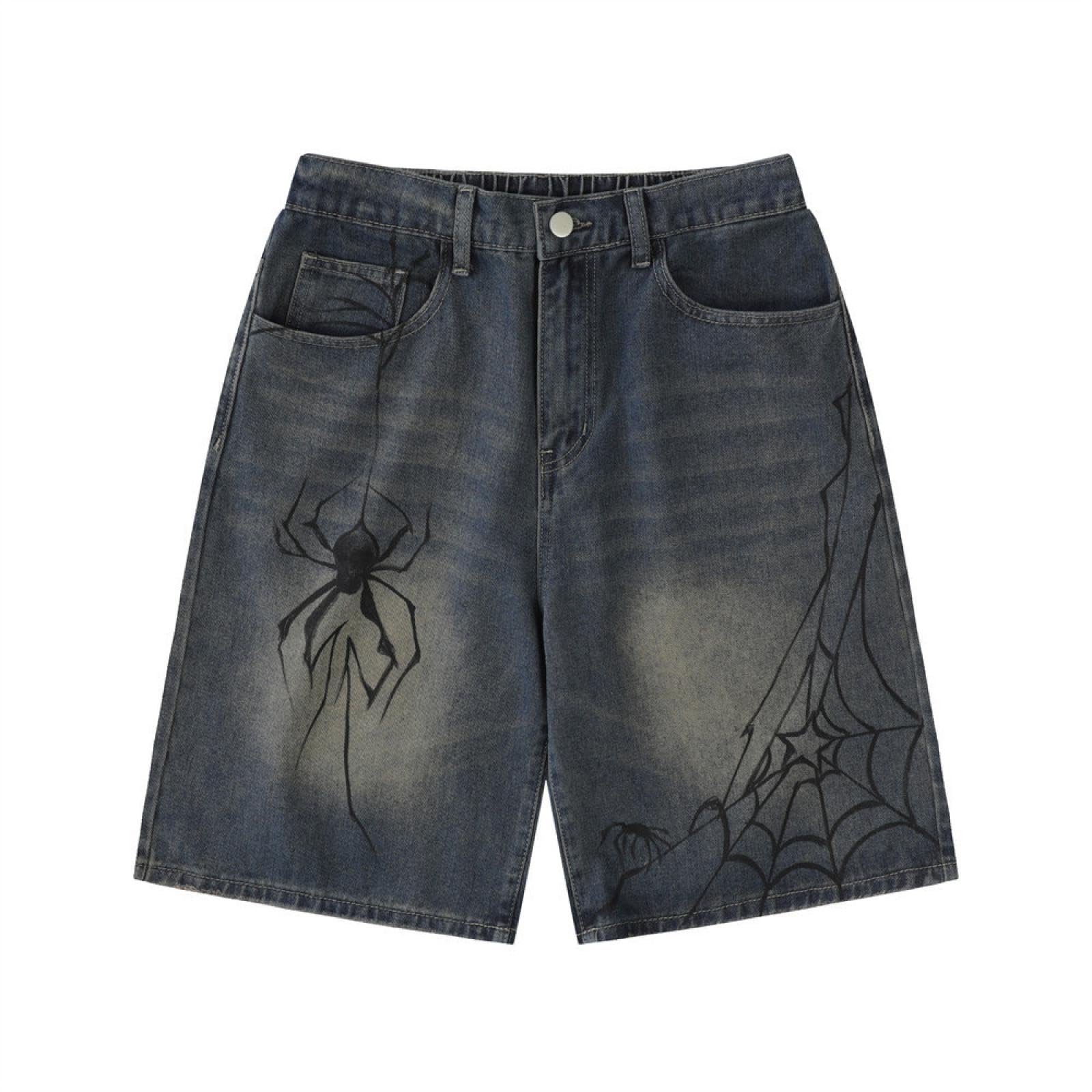 Pantaloncini Short Uomo Pantaloncini in Denim Stampati Personalizzati per Gli Uomini Pantaloni Casual A Cinque Quarti Jeans retrò