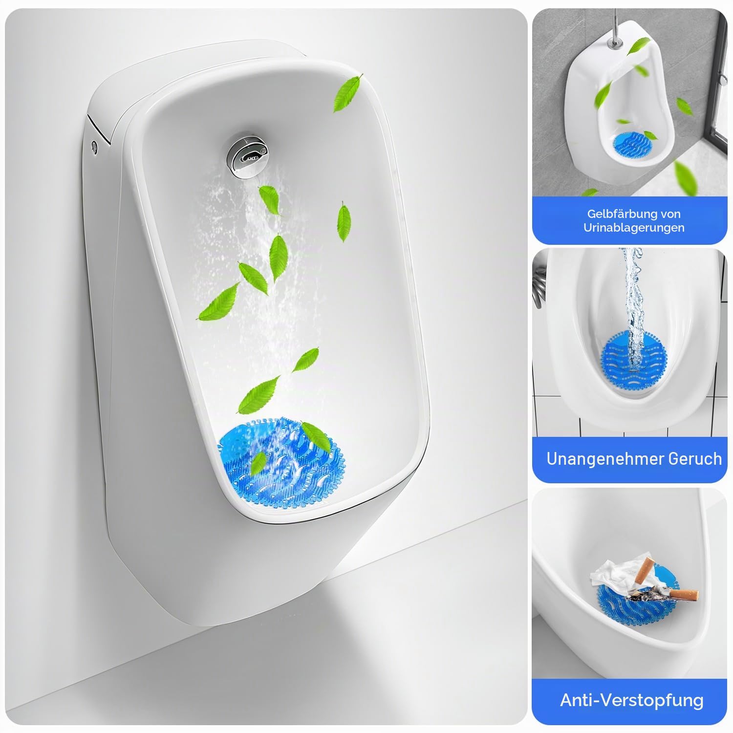 24 Stück Urinalsieb Deodorant Aromatische Tablette, Urinalsieb mit Duft Matren, 3D Wellen Pissoir Spritzschutz Urinaleinlage Einsatz für Toiletten im Büros, Stadien, Schulen, Hotels