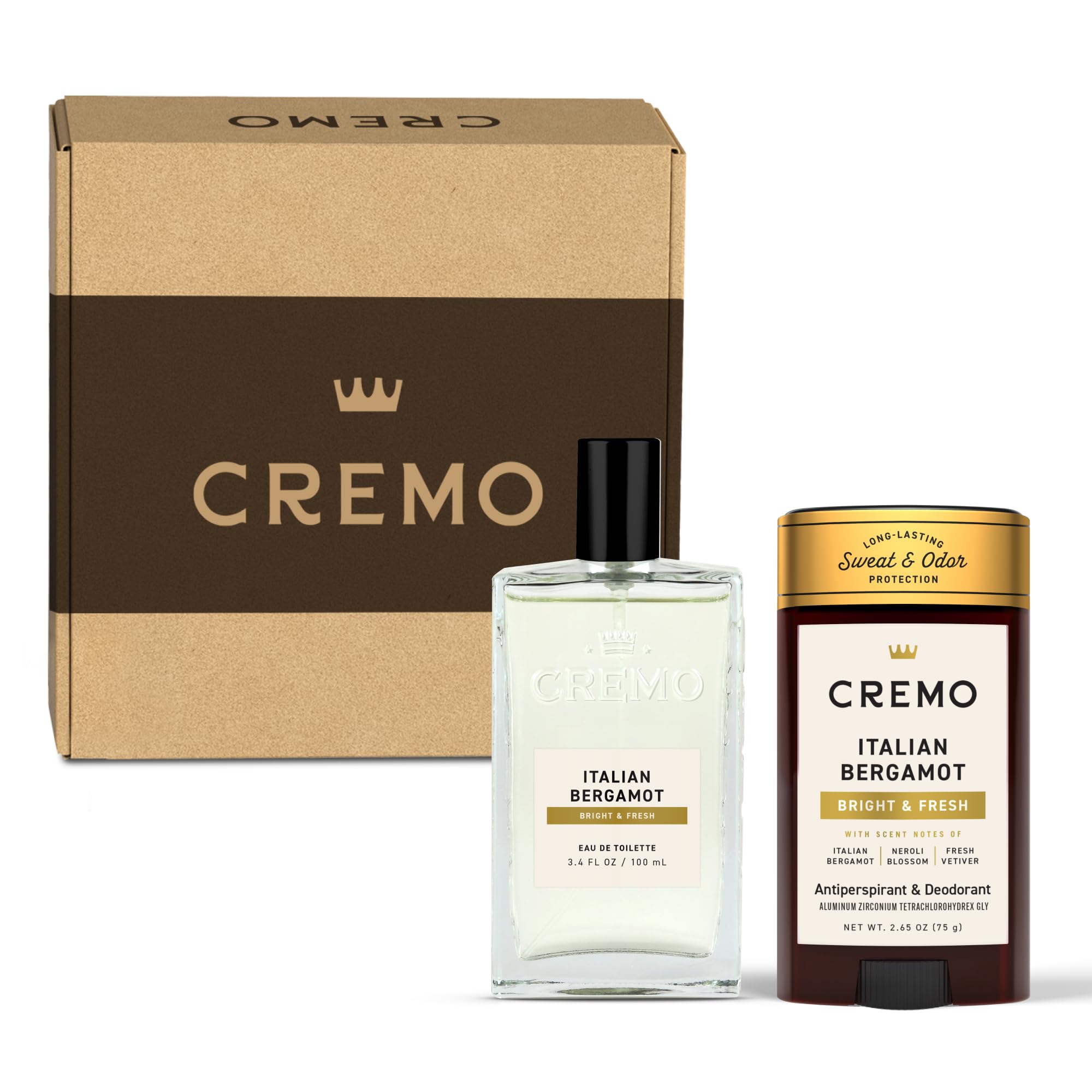 Cremo Mens Cologne Gift Set, Italian Bergamot – Includes Cremo Cologne & Antiperspirant Deodorant | Mens Gifts, Perfume for Men, Deodorant Men, Gifts