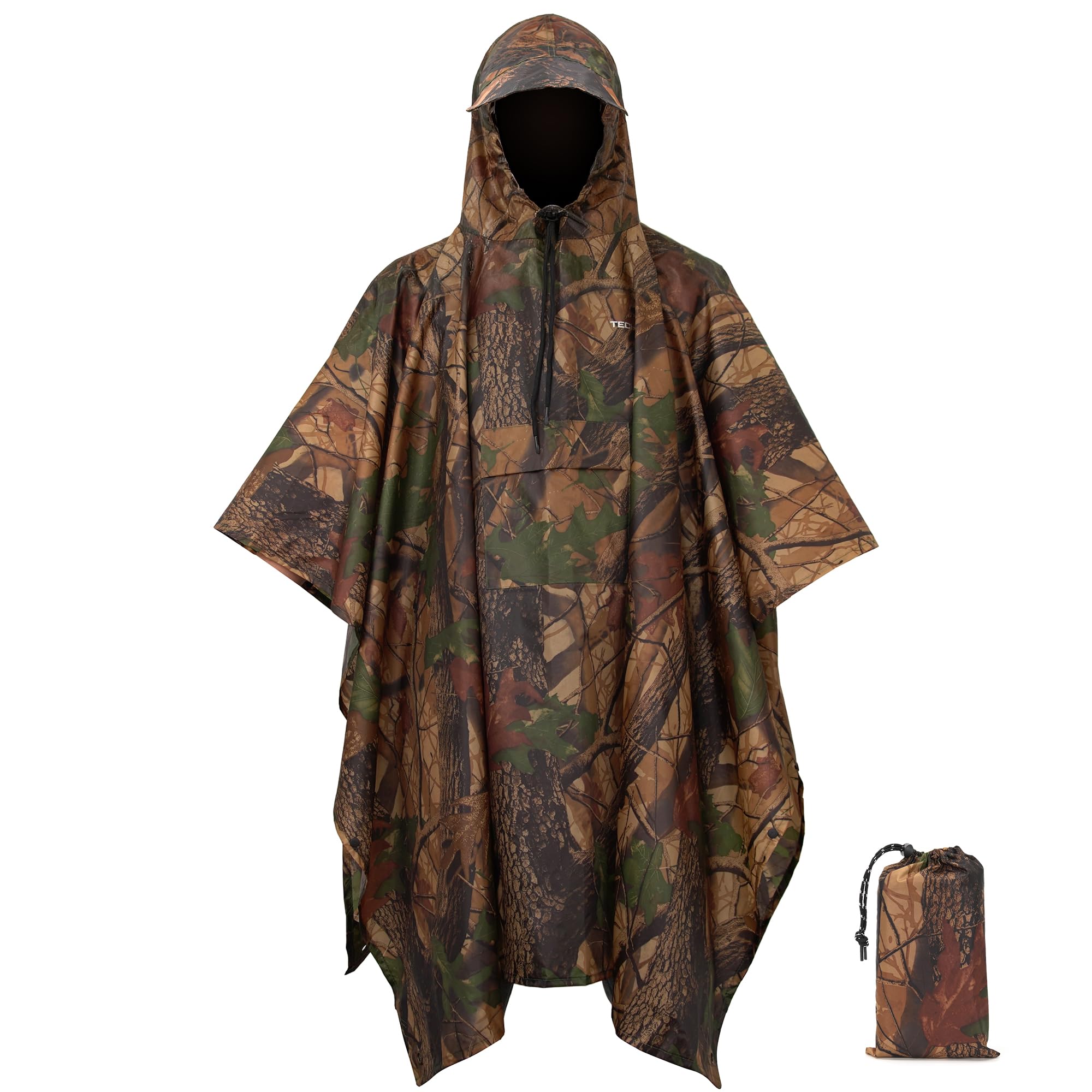 TechRise Wasserdichter Regenponcho, Leichter Atmungsaktive Regenjacken, Unisex EVA Regencape mit Kapuze, Multifunktionale Wiederverwendbarer Regenmantel für Wandern, Camping, Angeln, Fahrrad