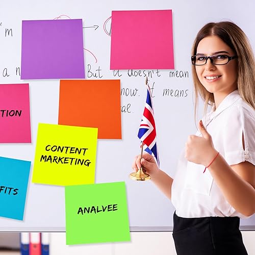 Miniatura 5 de Zubebe 6 blocs de notas adhesivas grandes de 11 x 11 pulgadas, colores brillantes gigantes, bloc de notas autoadhesivas, notas cuadradas para