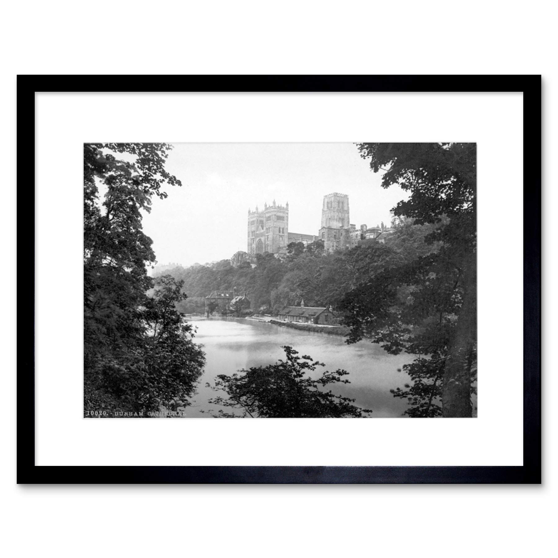 Wee Blue Coo DURHAM THE CATHEDRAL ENGLAND VINTAGE HISTORY OLD BW FRAMED ART PRINT B12X2582