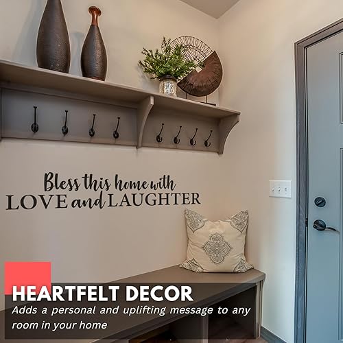 Miniatura 3 de My Vinyl Story - Calcomanías de pared con texto en inglés "Bless This Home with Love and Laughter" (Bless This Home with Love and Laughter) -