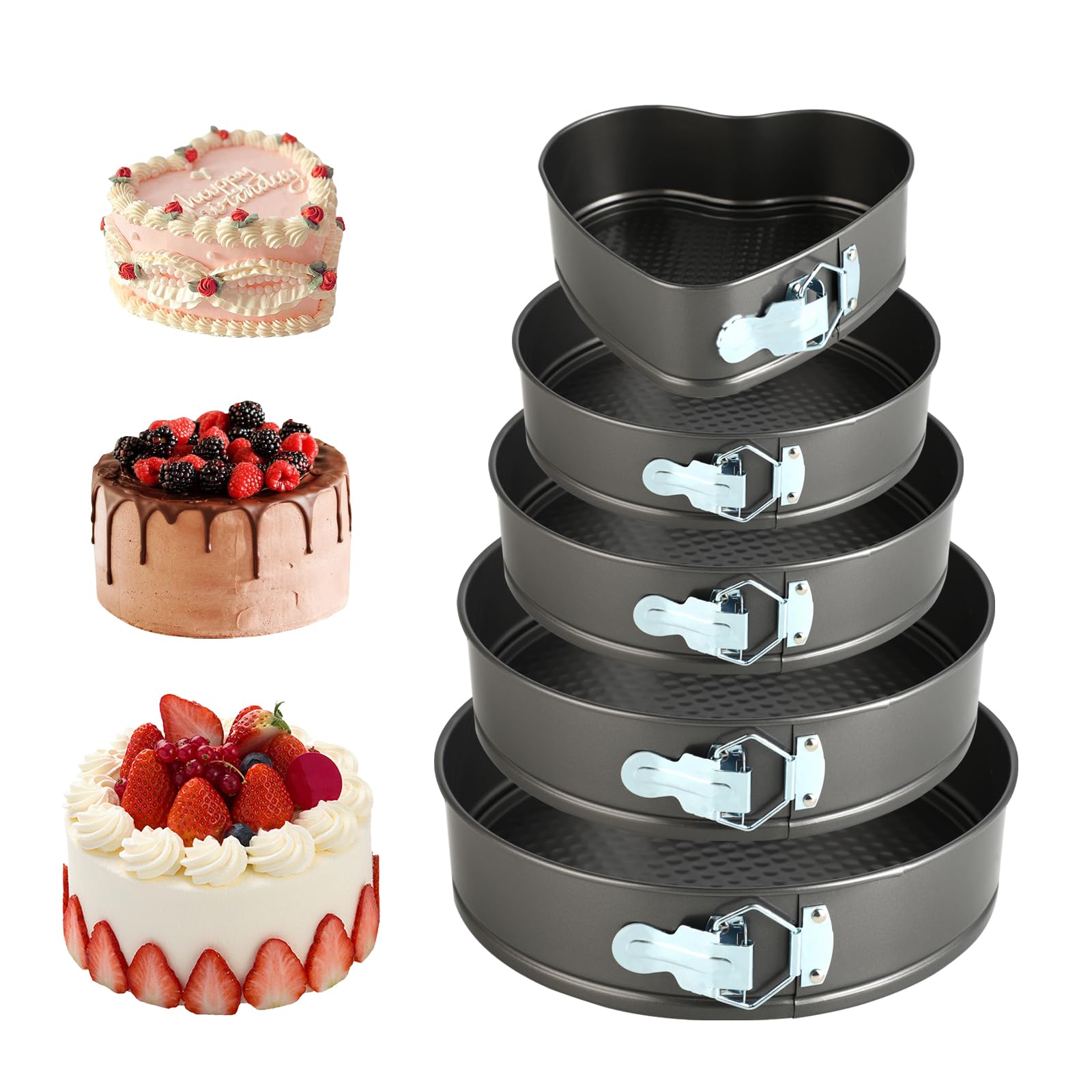 Moule À Charnière - Moule Gâteau Acier - moule À Manqué - moule Tarte Antiadhésif 20/22/24/26/28 Cm, Moule Layer Cake - Moule Cheesecake, Fond Amovible Étanche, Pour Gâteaux, Tartes, Pizzas (Noir)