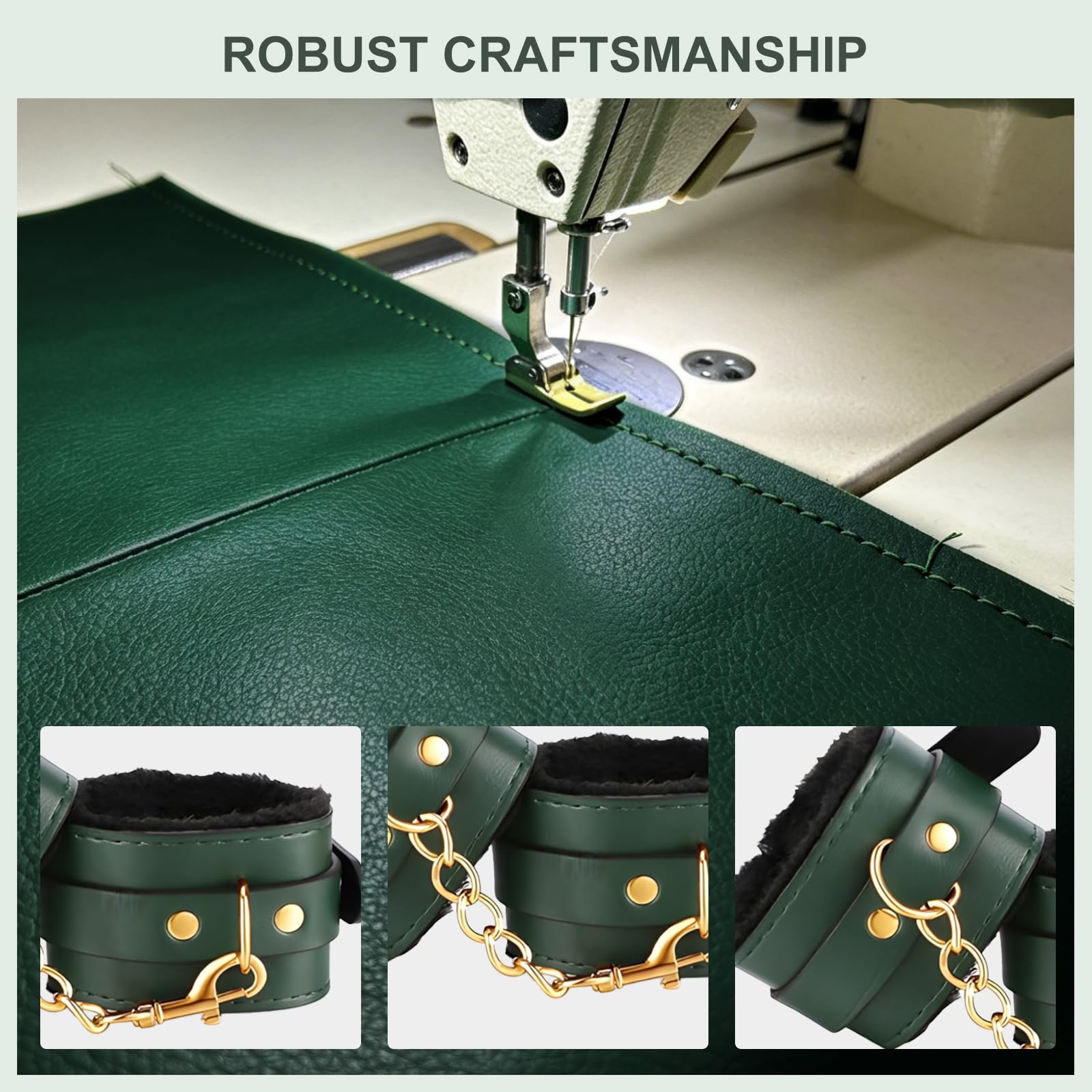 Bondage Set 15 Pièces BDSM Kit de Contrainte Réglable pour Couples avec Menottes Bandeau Bâillon & Fouet Équipement de Bondage pour Débutants à Avancés Durable et Doux pour la Peau (Vert)