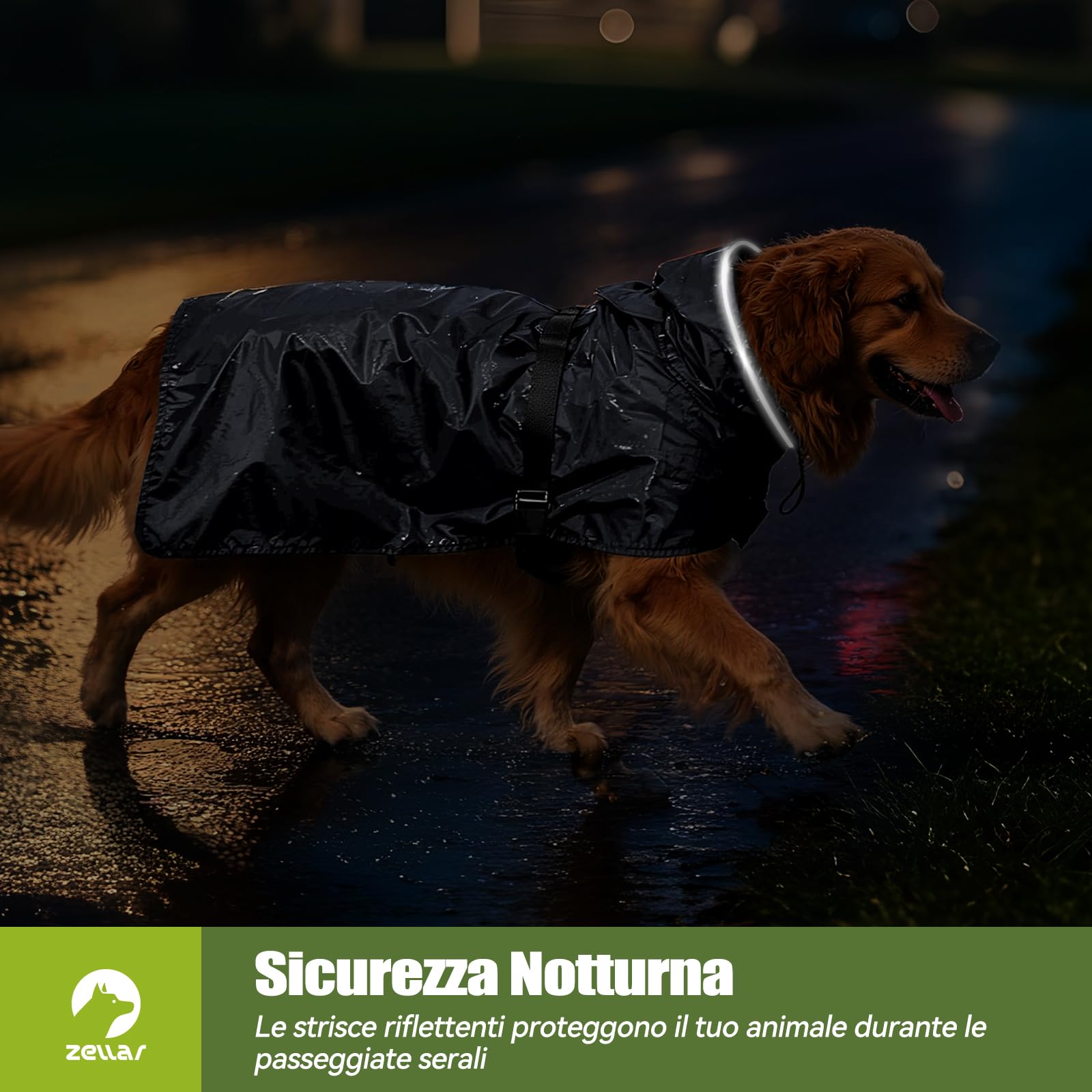 Zellar Impermeabile per Cani Regolabile, Leggero con Buco per Collare e Strisce Riflettenti, Vestibilità Facile, Traspirante Cappotto Pioggia Cane Taglie Media e Grandea (XL, Grigio)