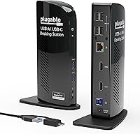 Vista 1 de Plugable Universal Laptop Docking Station Dual HDMI Monitor for Windows and Mac (Driver Required), USB 3.0 or USB-C, 2X HDMI, Gigabit Ethernet
