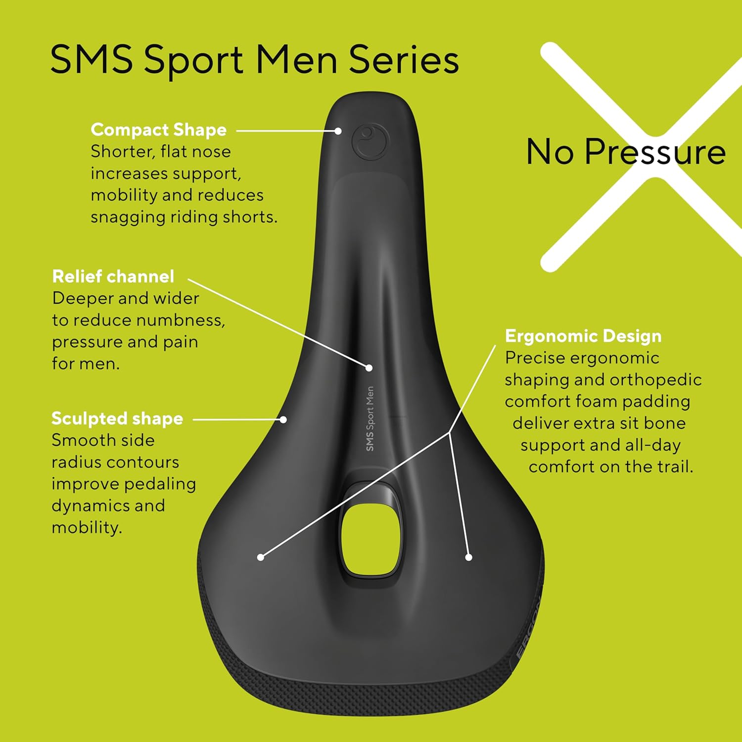 Ergon SMS Men’s Bike Saddle – Ergonomic Bicycle Seat for MTB, Trail & All-Mountain Riding