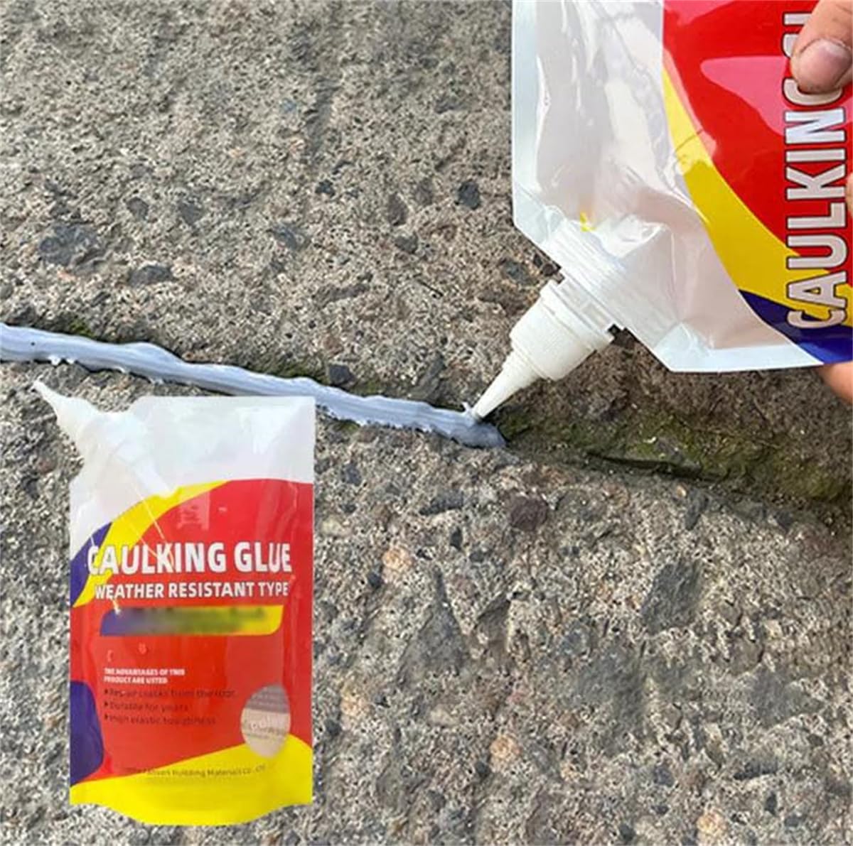 Scellant de réparation imperméable pour fissures de béton, adhésif imperméable pour réparation de fissures 500g, ciment liquide pour remplissage de fissures et de trous gris (1 pièces)