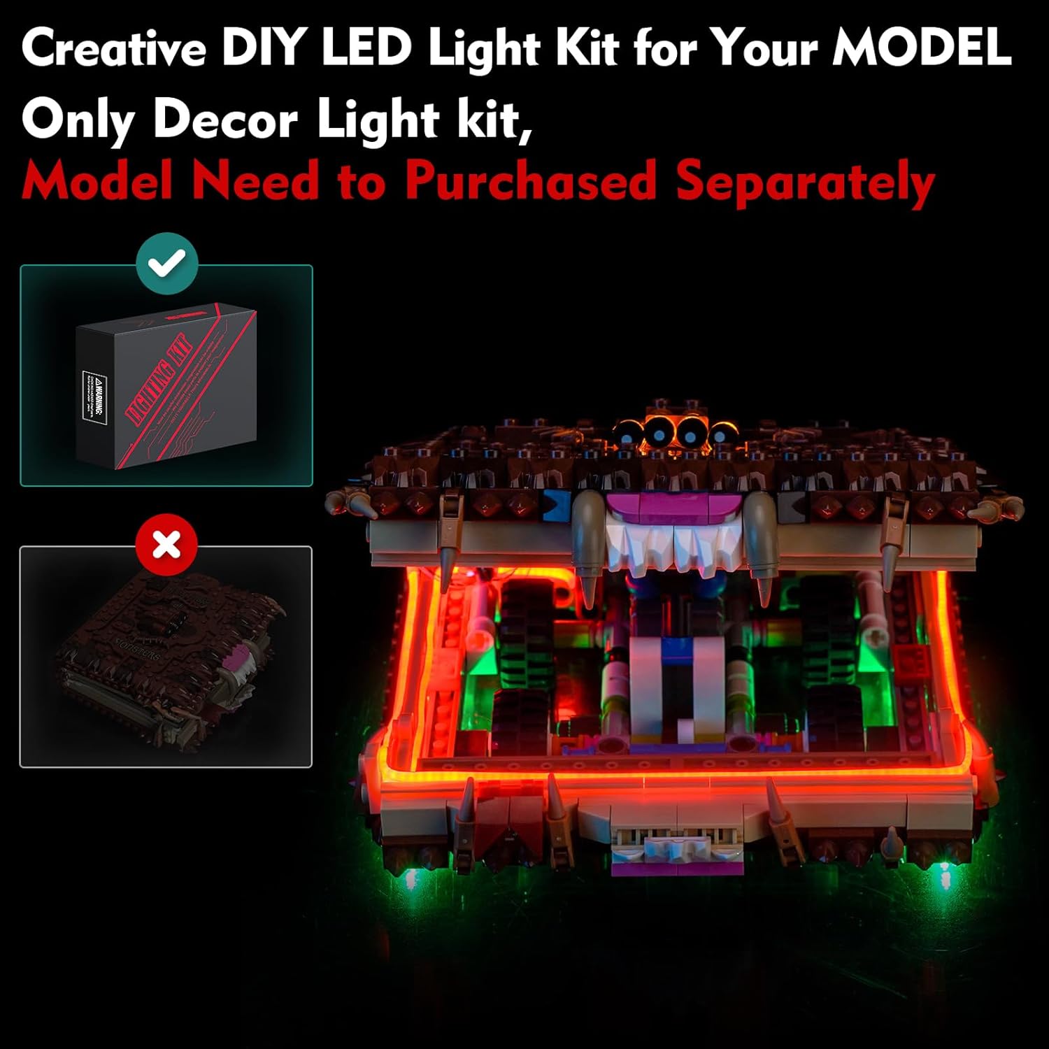 LocoLee Light kit Compatible with Lego 76449 Chomping Monster Book of Monsters - No Model Only Light, LED Lighting Accessories Compatible with Lego 76449