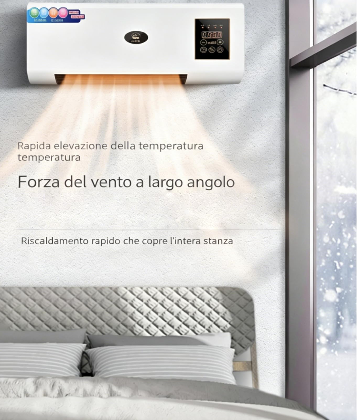 Mini Condizionatore a Parete, Condizionatore Portatile con Timer Intelligente da 8 Ore, Dispositivo di Riscaldamento Efficiente, con Funzione di Vento Naturale, 220 V, per Casa Appartamento Ufficio