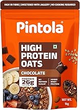 PINTOLA 26g High Protein Oats 1kg, Dark Chocolate, No Refined Sugar, with Almonds, Raisins, Pumpkin & Chia Seeds, 9.6g Fibre, Rolled Oats for Weight Loss, Breakfast Cereals | Gluten Free