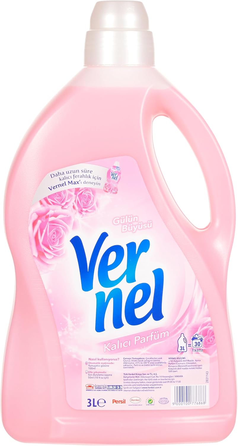 Vernel Gülün Büyüsü Kalıcı Parfüm 30 Yıkama Çamaşır Yumuşatıcısı (1 x 3000 mL)