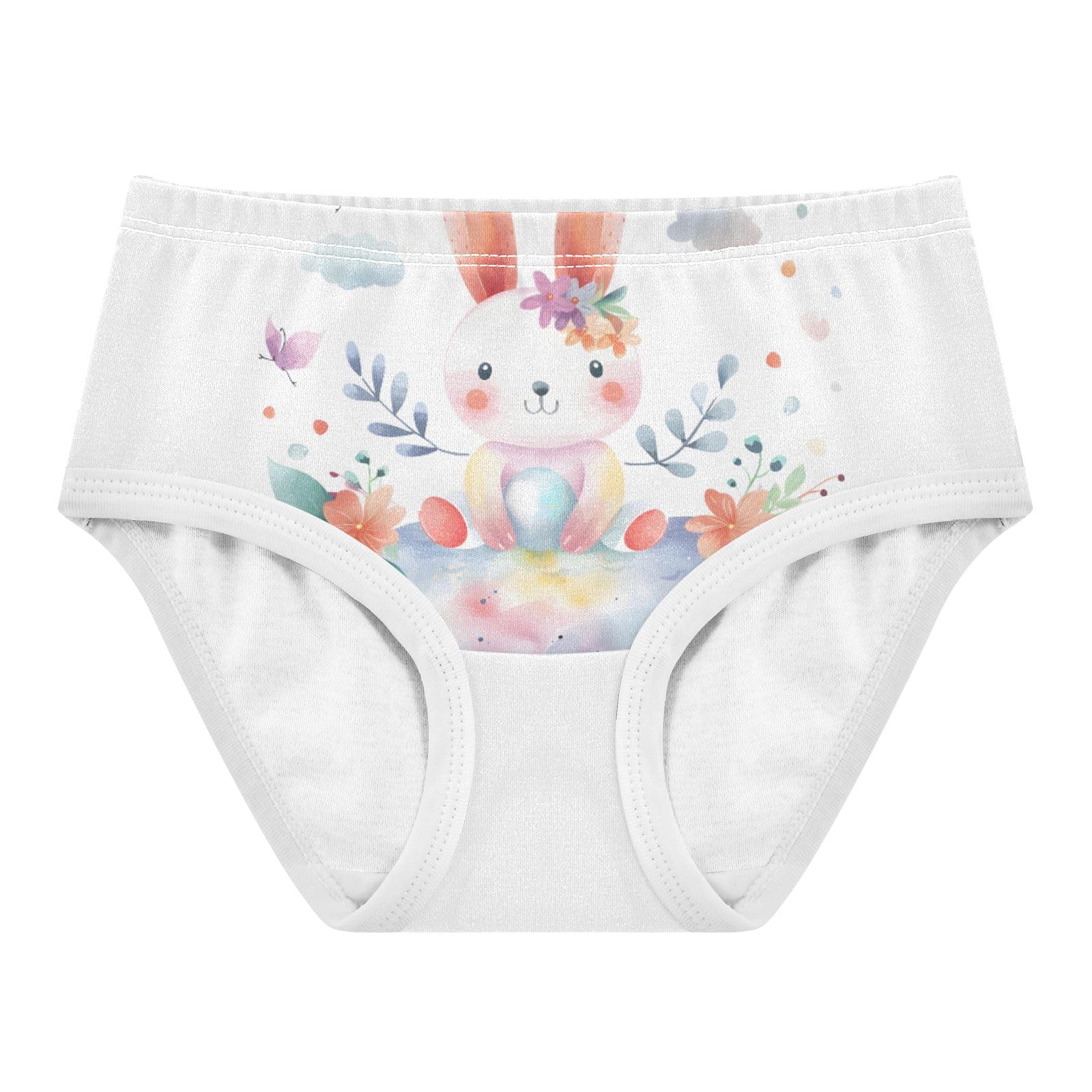 ALAZA Toddler Girls Cotton Hipster Underwear Soft Rabbit and Flower 2 Pack 2T