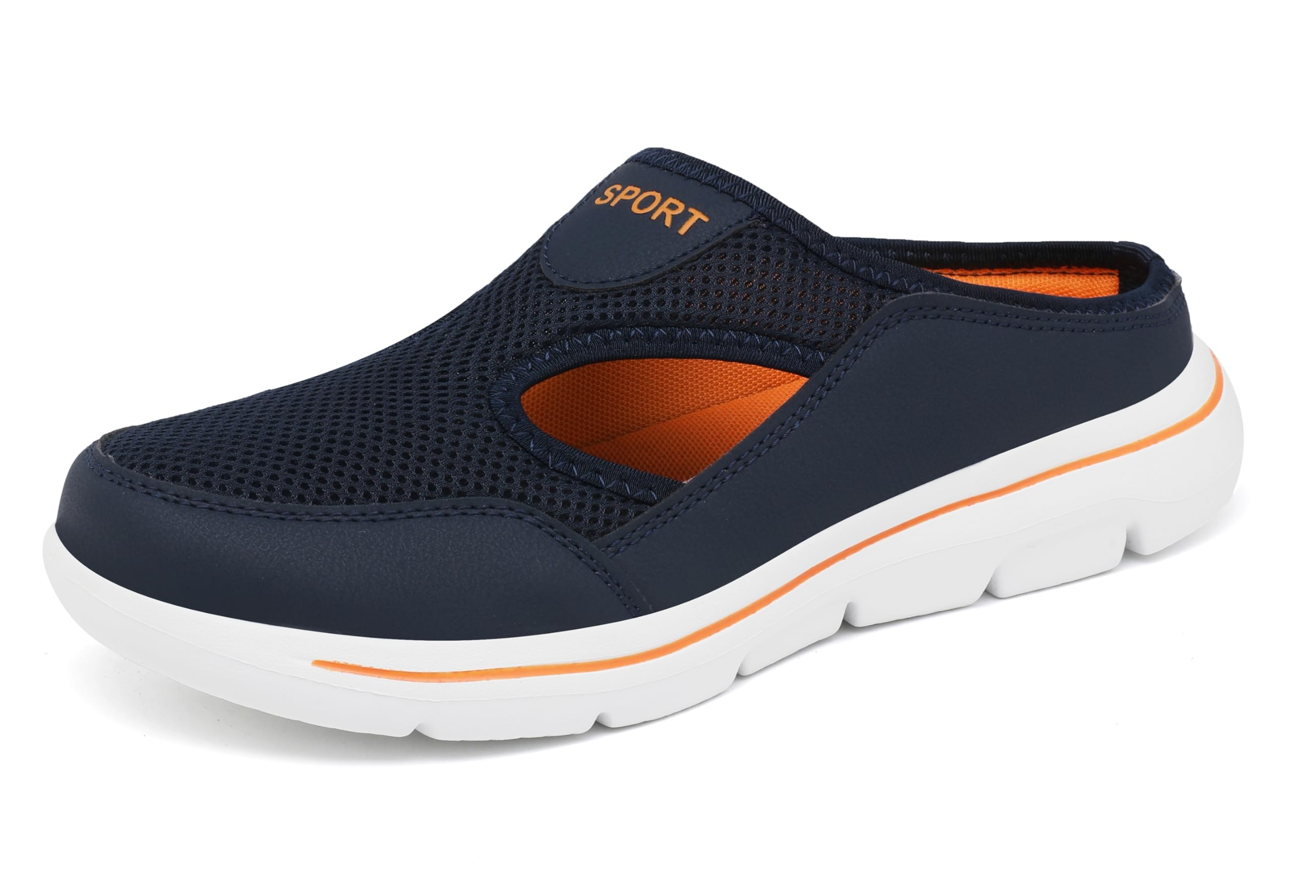 Meik Mangni Hausschuhe Damen Herren Clogs Leichte Pantoffeln atmungsaktive Pantoletten Mules rutschfest Gartenschuhe Sabots Outdoor Indoor Blau Orange Gr.48 EU