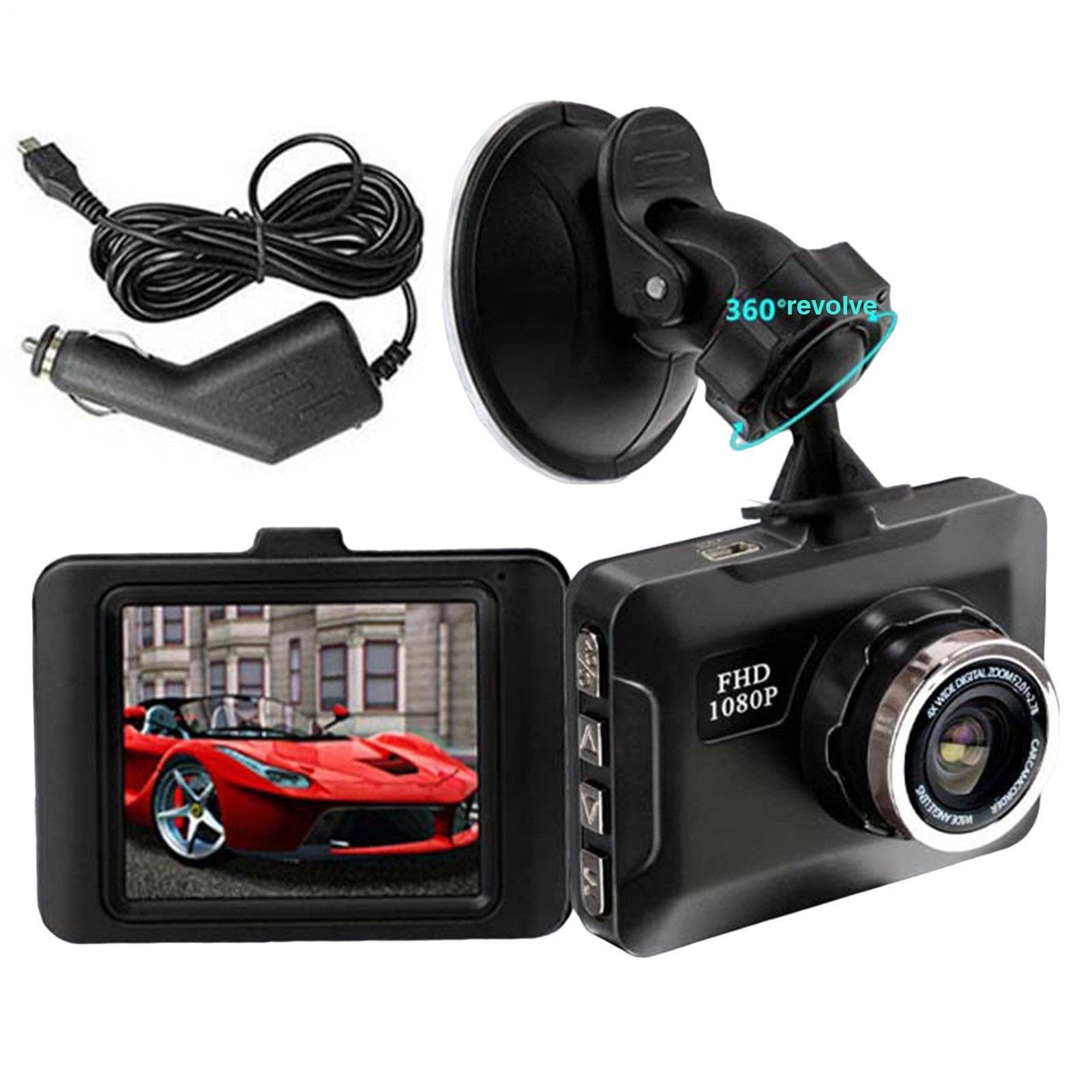 Cámara de salpicadero delantera y trasera – Cámara de doble vista, grabadora Full HD | Cámara para coche con sensor incorporado, movimiento de ángulo ancho, dispositivo de guía de seguridad para la