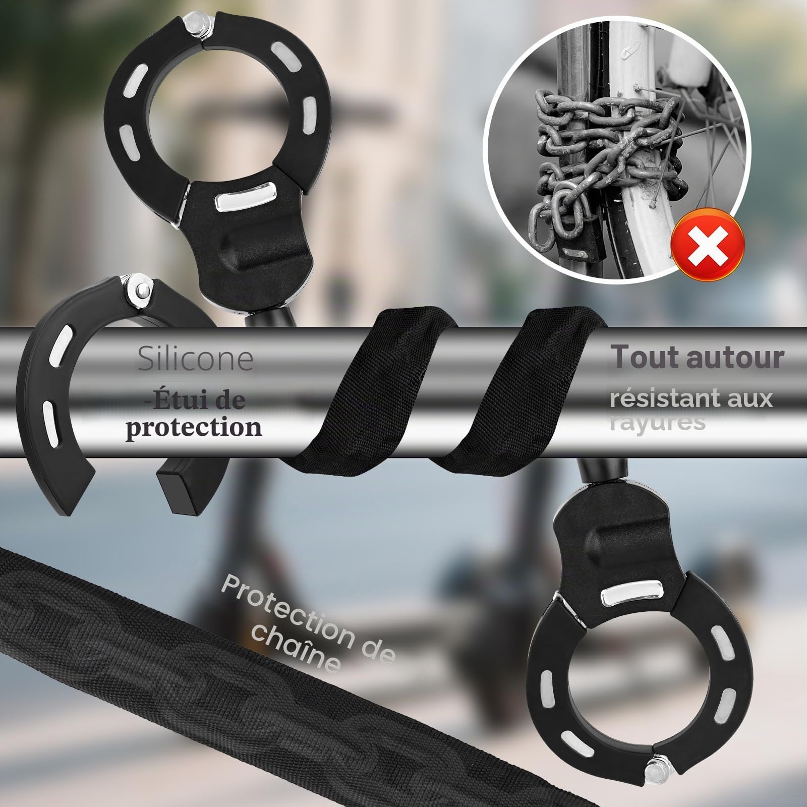 GuKKK Antivol Trotinette Electrique, 93CM Cadenas Trotinette Electrique Renforcé avec Clés, 1.46KG Antivol Sécurisé pour Scooter, Vélo et Trottinette Électrique