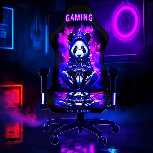 Miniatura 3 de Blacklight - Funda para silla de juegos, diseño de panda neón reactivo a los rayos UV, funda elástica lavable para sillas de deportes electrónicos,