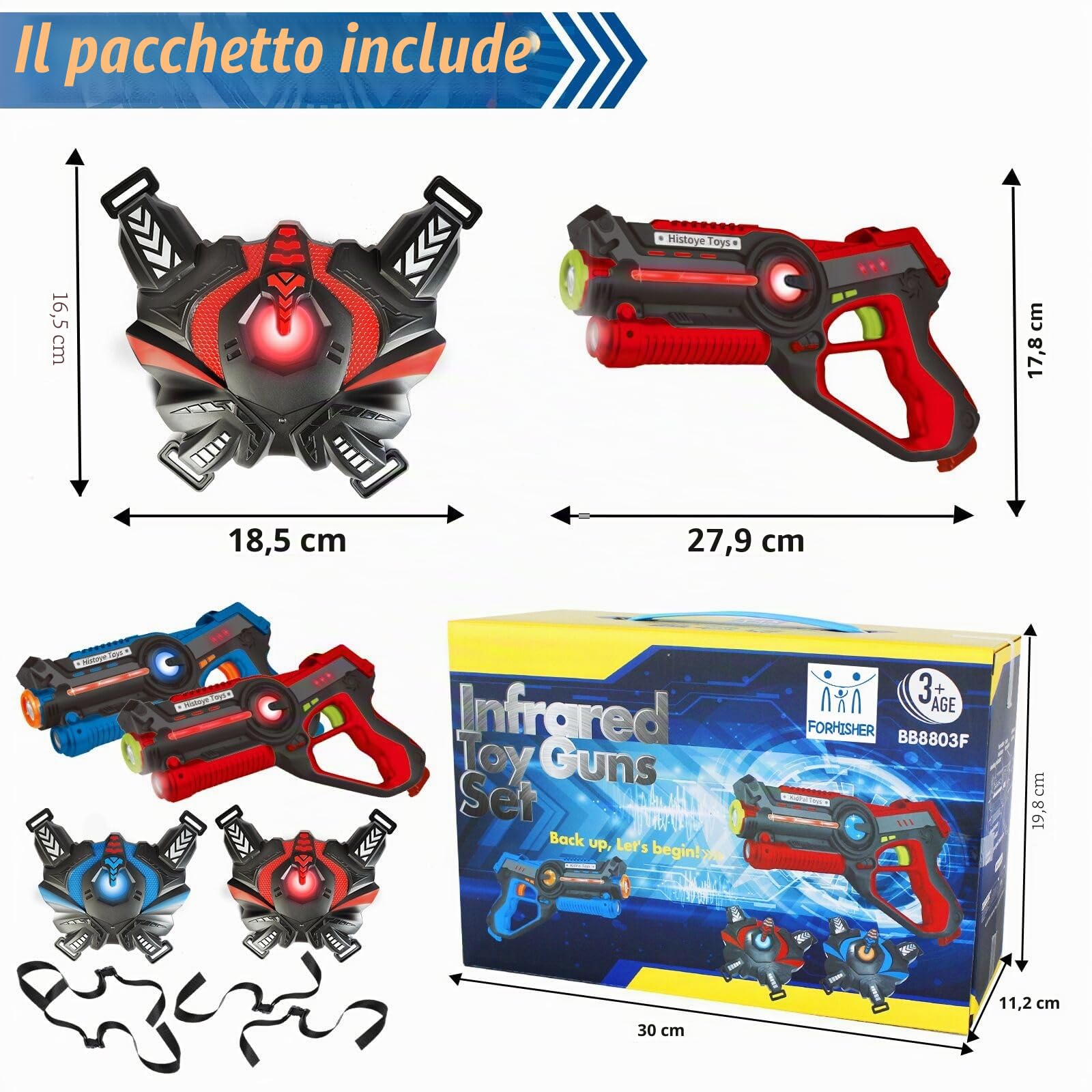 Pistole Laser Tag Bambini e Gilet,Pistole Laser Game con Pettorina per 2,Pistole laser Giocattolo per 3 4 5 6 7 8 9+ Anni Ragazze dei Ragazzi