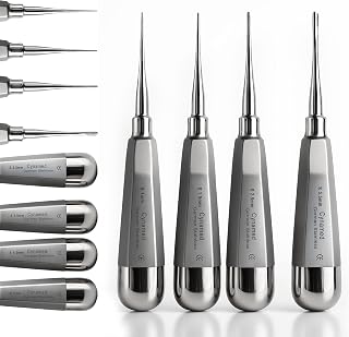 Cynamed Luxating Dental Elevator Set of 4 – Premium Stainless Steel Tooth Extraction Tools 1.5mm, 2mm, 3mm, 4mm – Professional Dental Instruments Kit for Oral Surgery & Periodontal Care