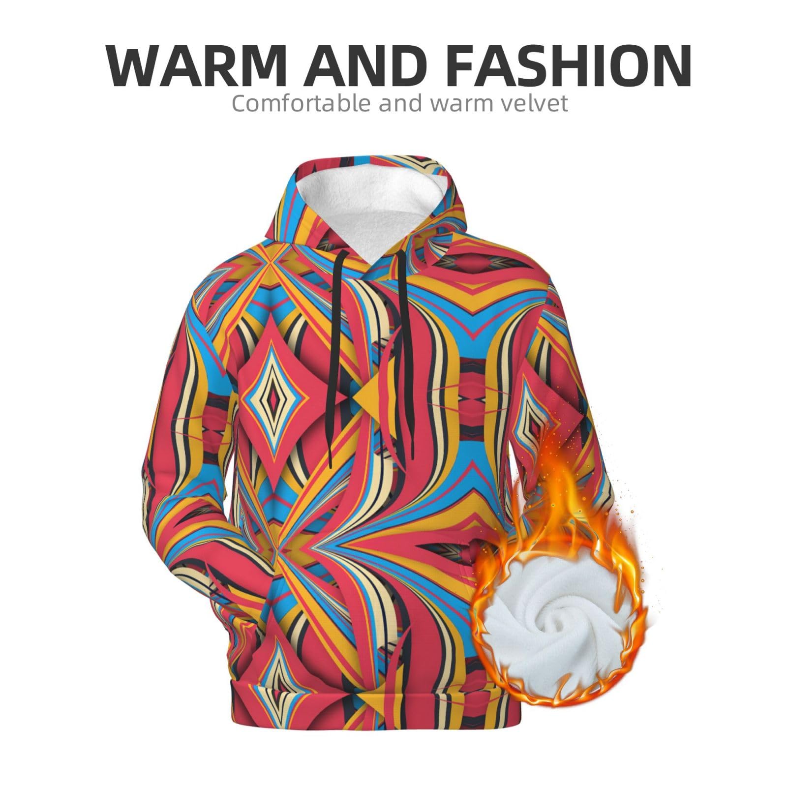 Męska bluza z kapturem w kolorowe paski, swobodny nadruk graficzny sweter z kapturem koszule z kieszenią